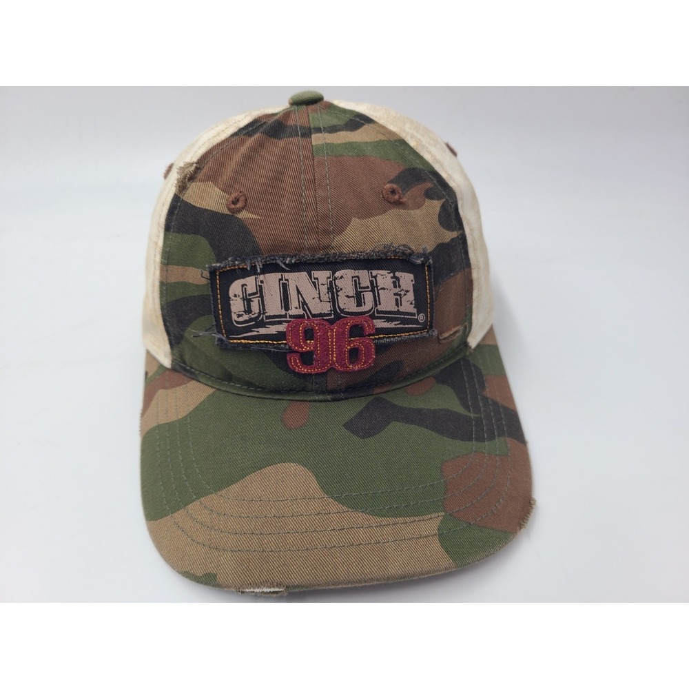 Cinch Jeans 96 Camo‎ Distressed Strapback Adjustable Hat Cap Rodeo Cowboy Brand